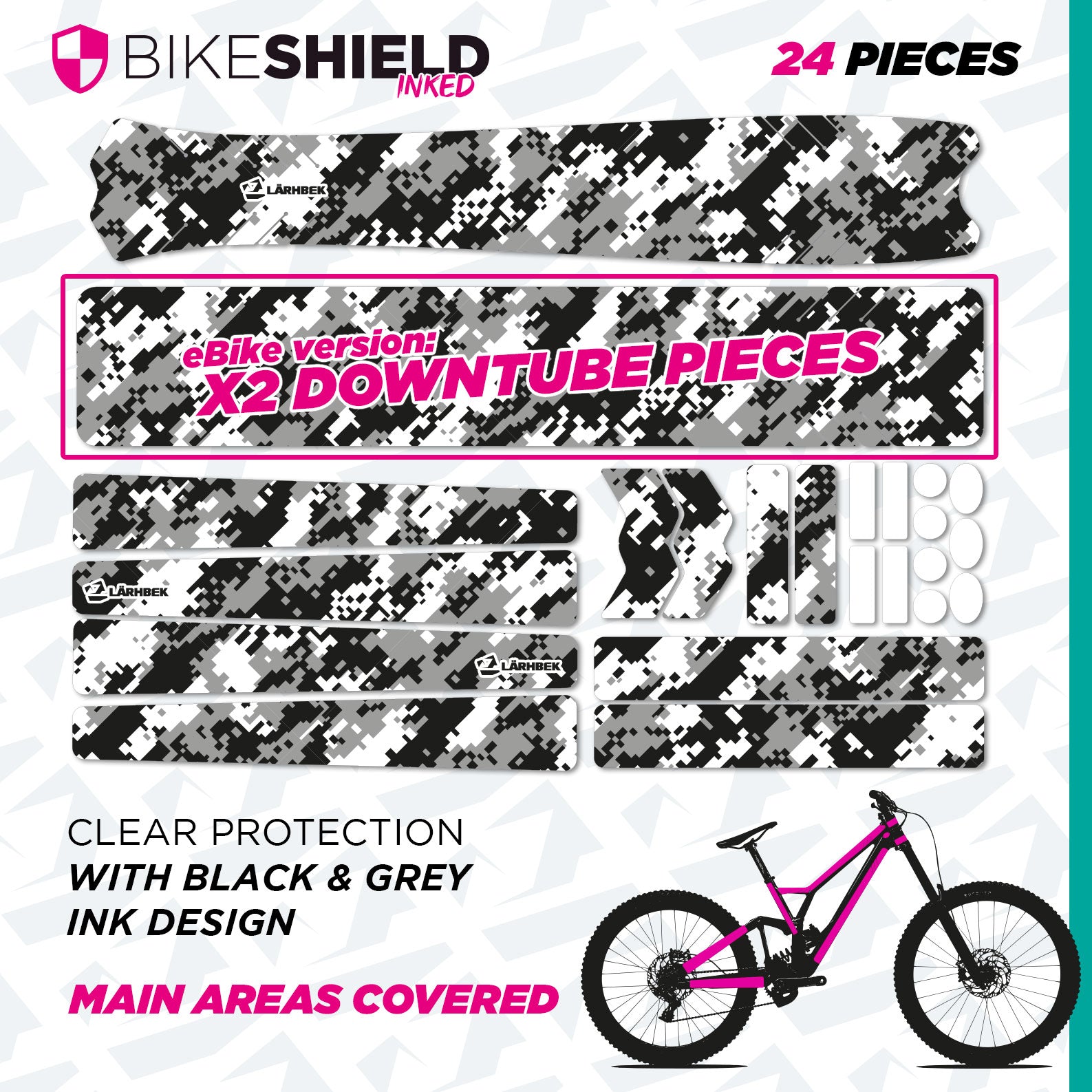 Bike Shield – Clear Frame Protection with Printed Graphic Pattern