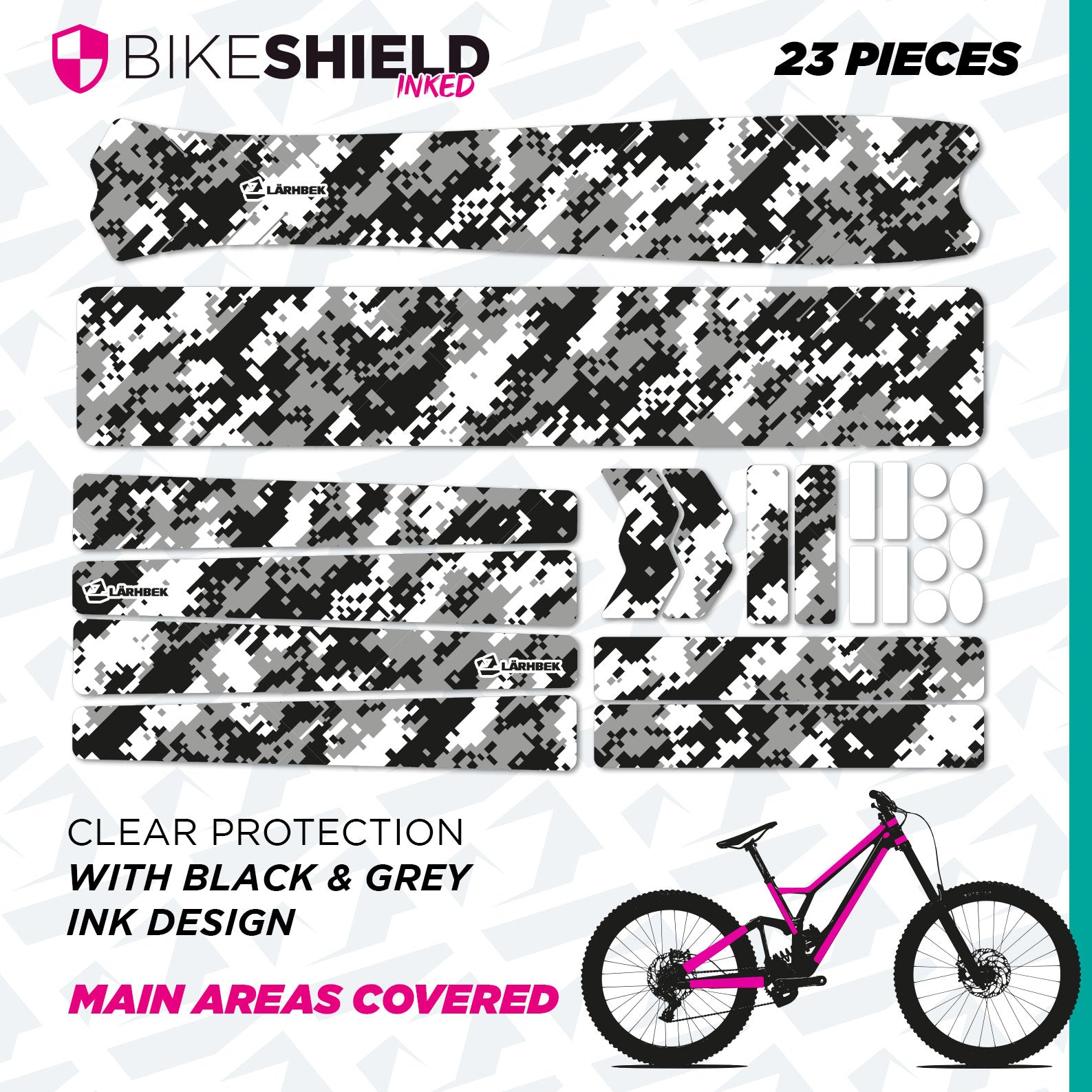 Bike Shield – Clear Frame Protection with Printed Graphic Pattern