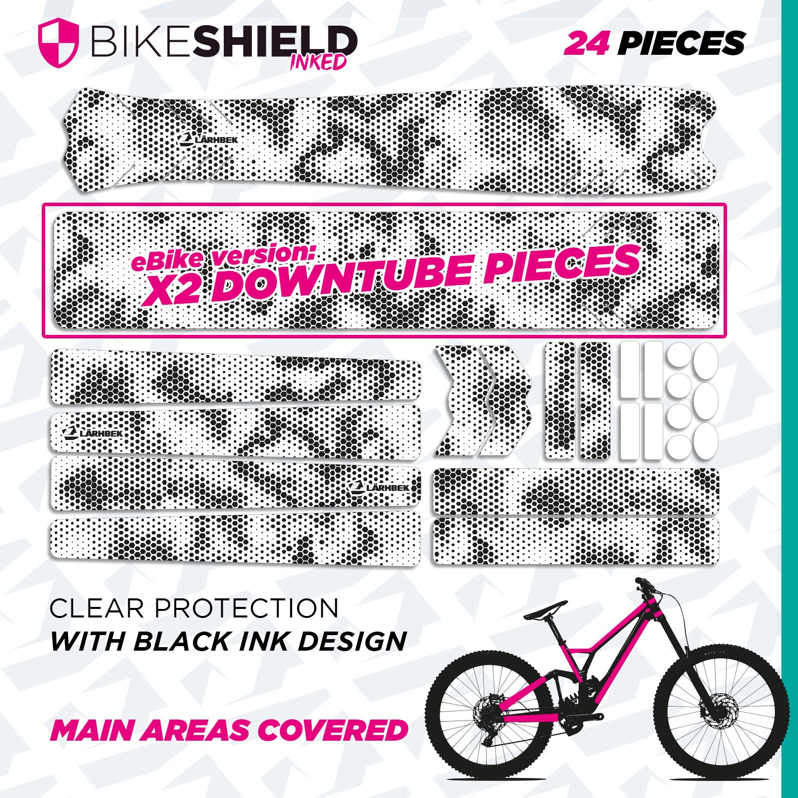Bike Shield – Clear Frame Protection with Printed Graphic Pattern