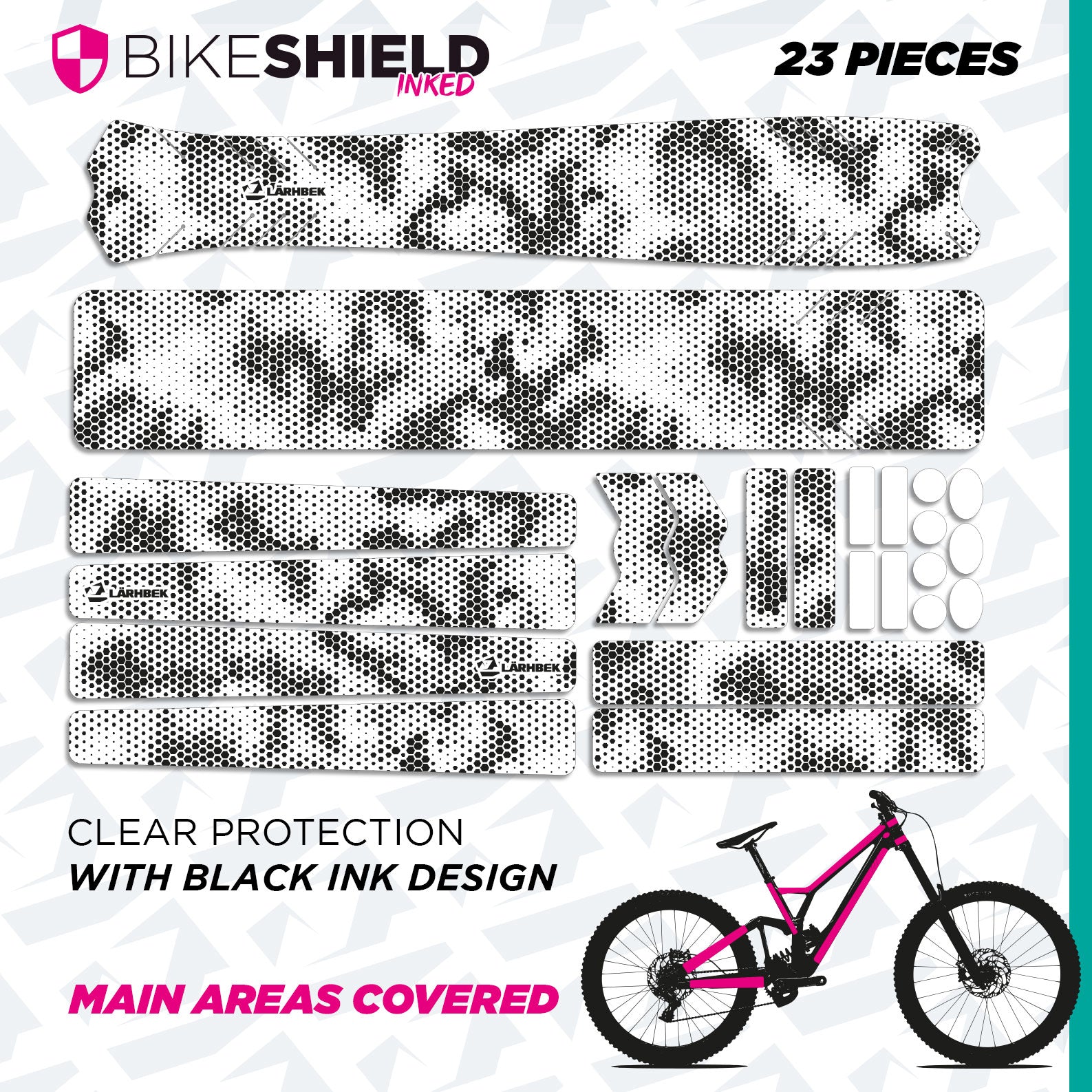 Bike Shield – Clear Frame Protection with Printed Graphic Pattern