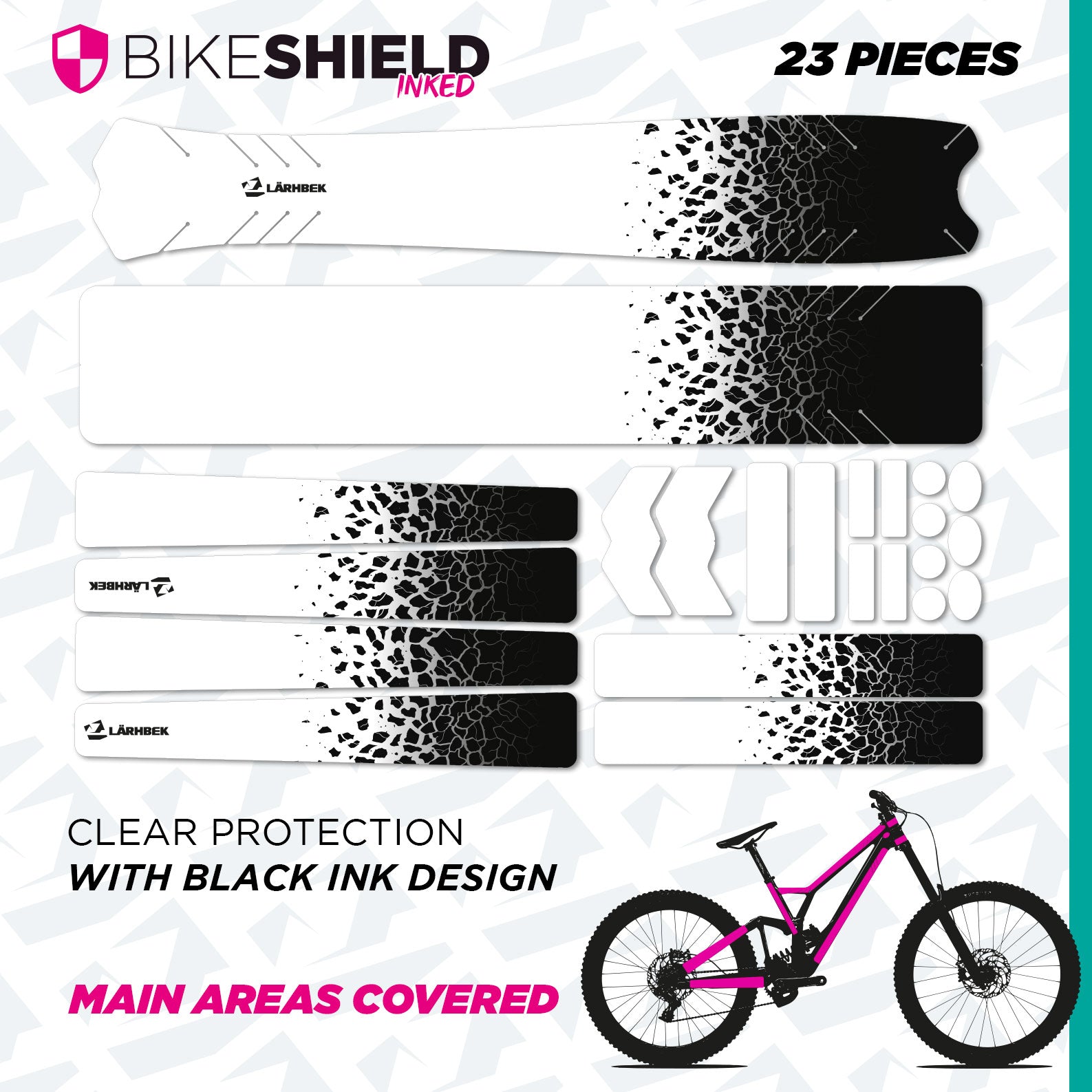 Bike Shield – Clear Frame Protection with Printed Graphic Pattern