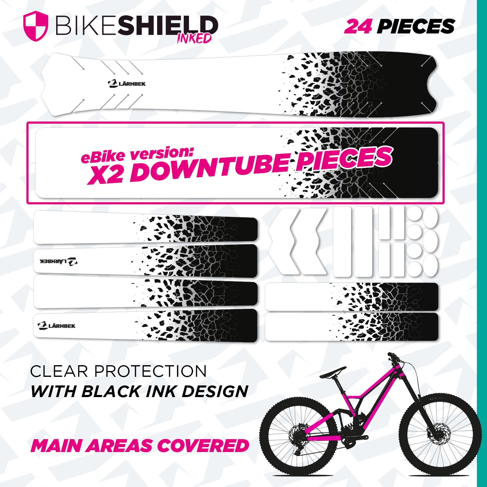 Bike Shield – Clear Frame Protection with Printed Graphic Pattern
