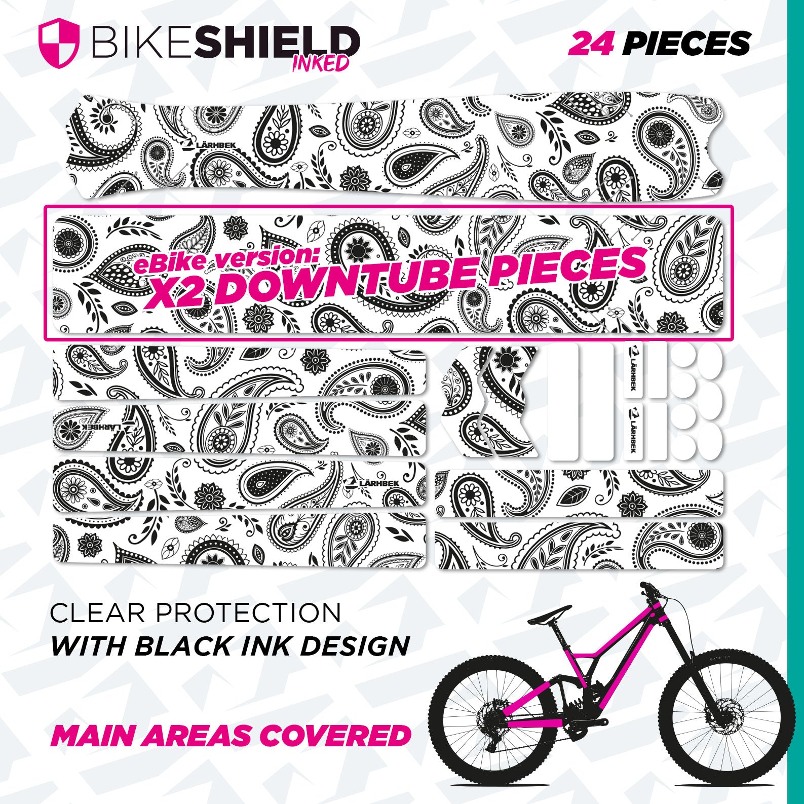Bike Shield – Clear Frame Protection with Printed Graphic Pattern