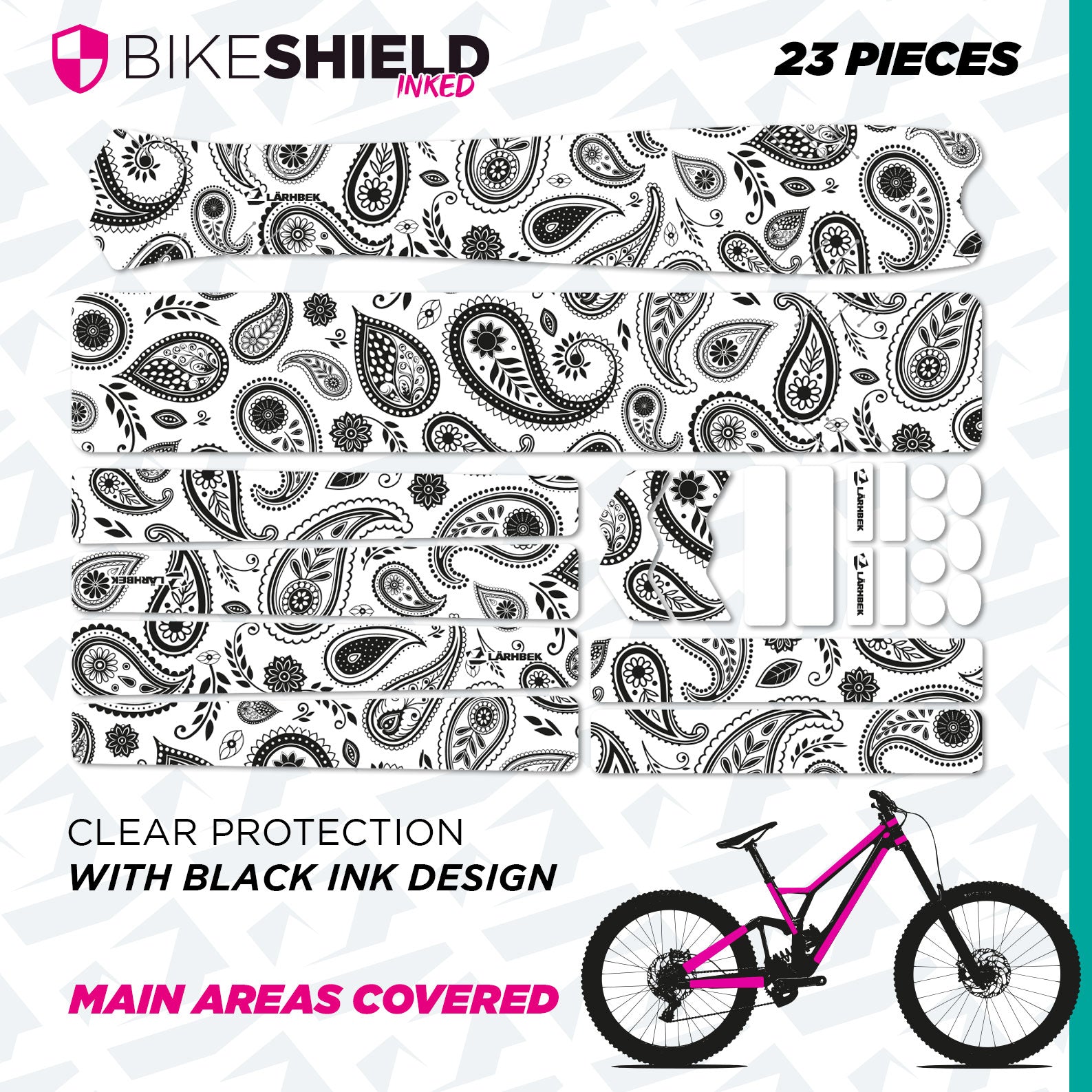 Bike Shield – Clear Frame Protection with Printed Graphic Pattern