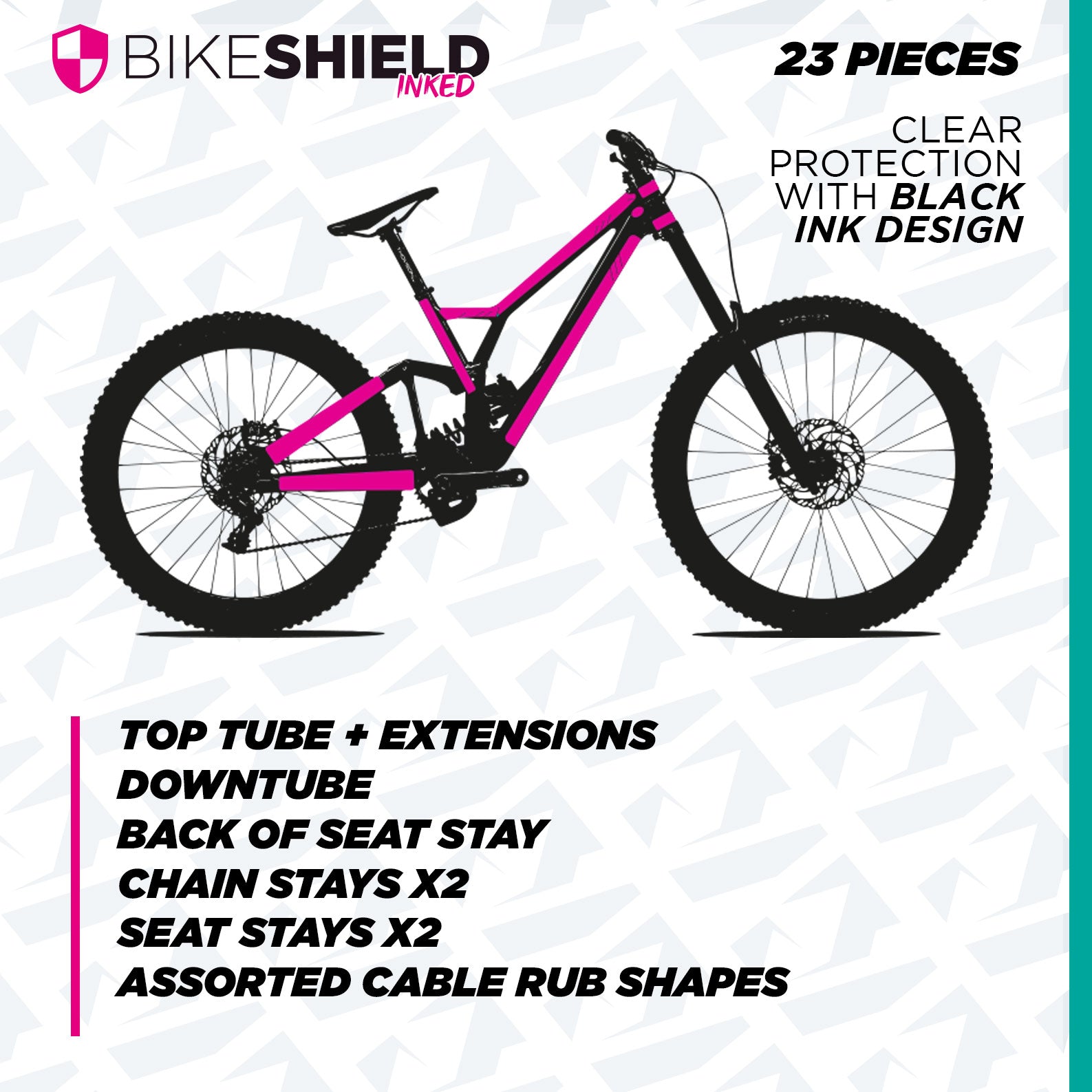 Bike Shield – Clear Frame Protection with Printed Graphic Pattern