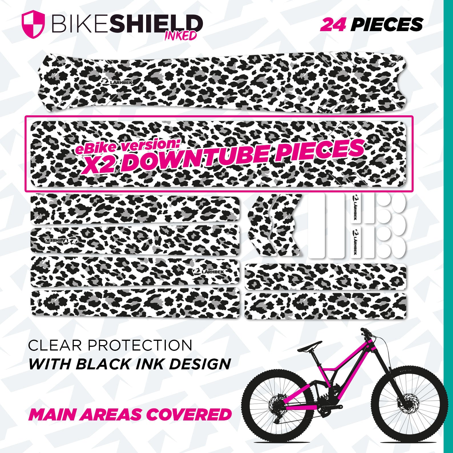 Bike Shield – Clear Frame Protection with Printed Graphic Pattern