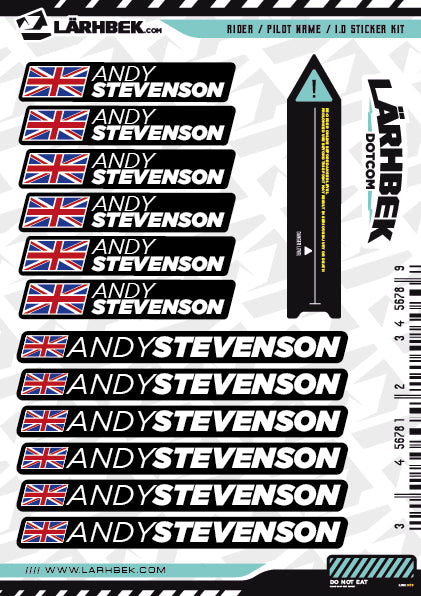 12 Personalised rider name / ID stickers - CYCLE BIKE | MTB | FRAME | HELMET
