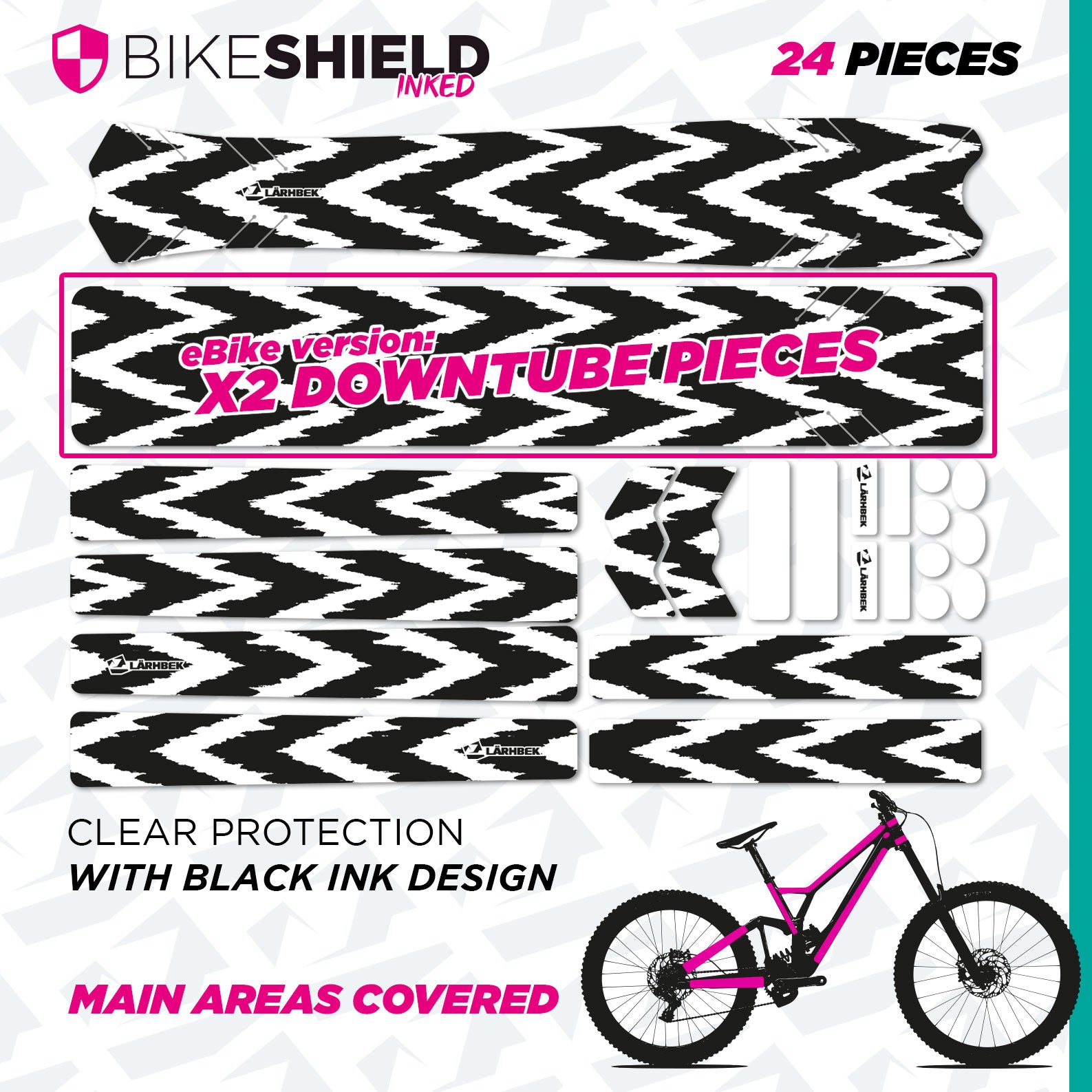 Bike Shield – Clear Frame Protection with Printed Graphic Pattern