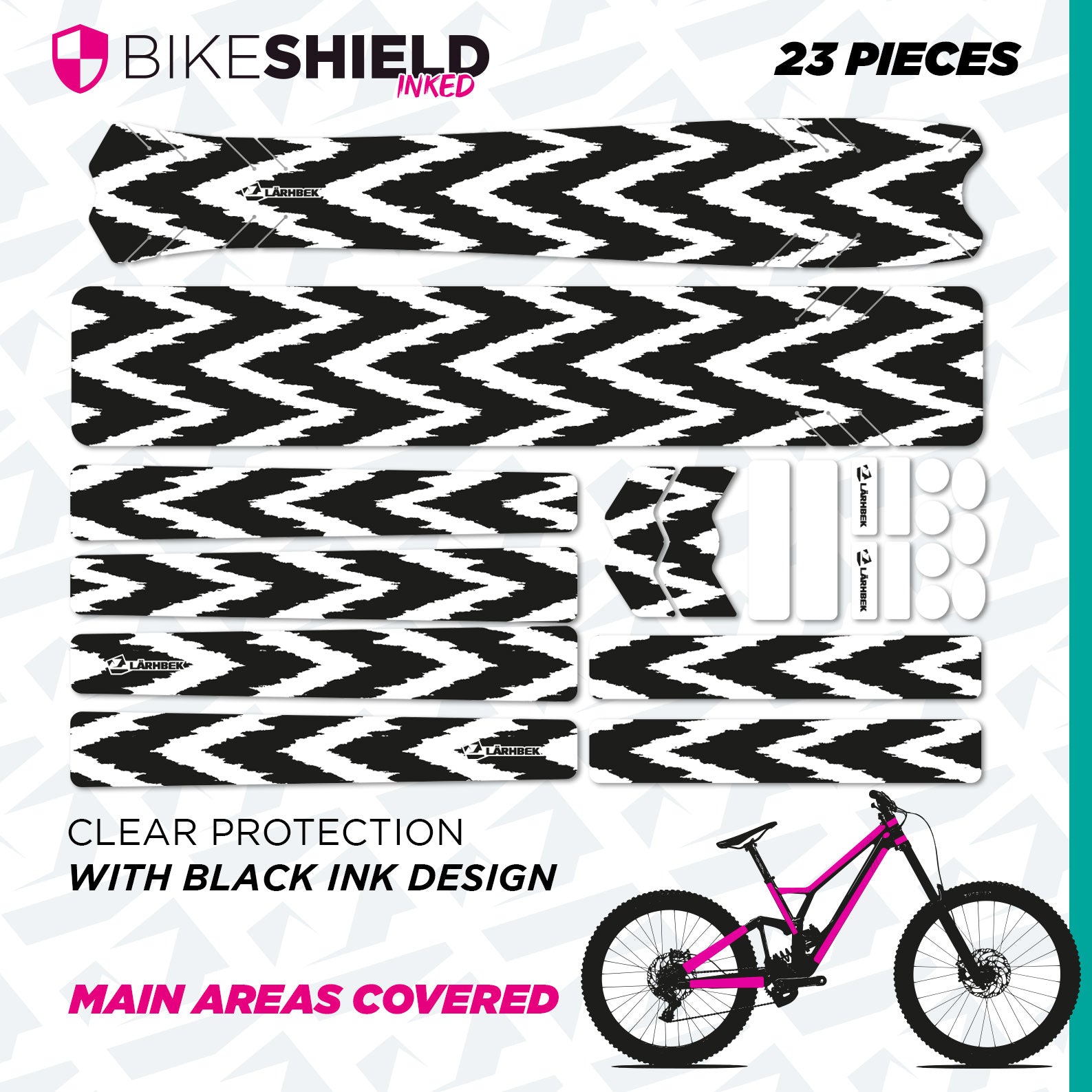 Bike Shield – Clear Frame Protection with Printed Graphic Pattern